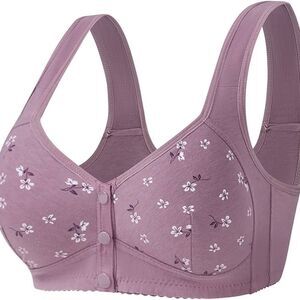 Front Closure Bras for Middle Elderly Women Cotton Comfy Bra Vest Mom Underwear